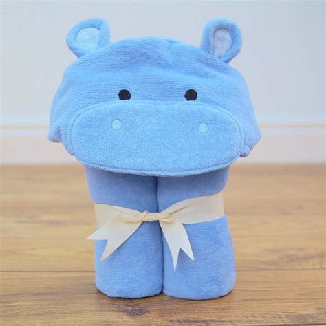 Personalised Happy Hippo Baby Towel By Bathing Bunnies