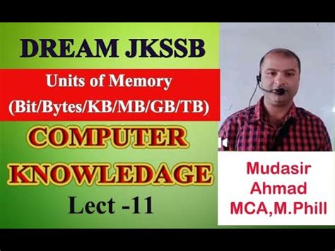Lect 11 Memory Units Of Computer Memory BIT BYTE KB MB TB