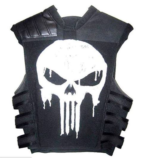 Punisher War Zone Frank Castle Tactical Black Real Leather Vest