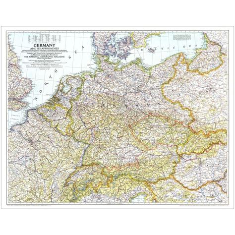 1938 39 Germany And Its Approaches Map Mounted National Geographic