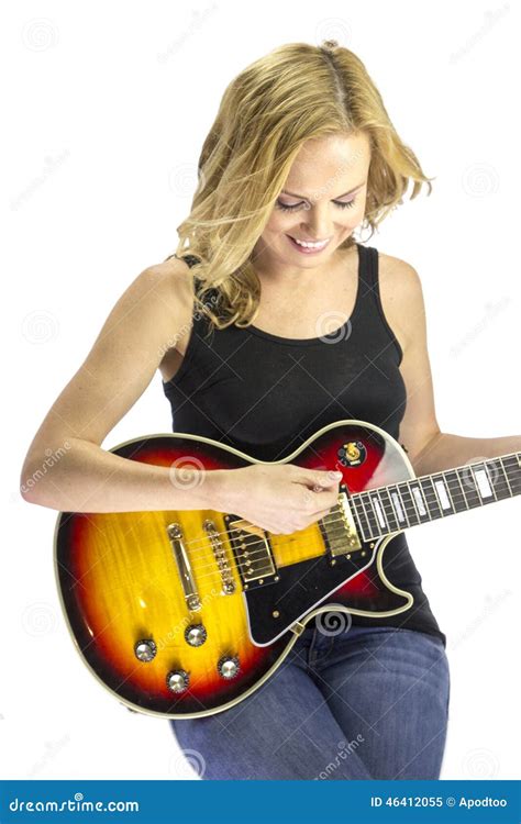 Female Singer Songwriter Musician With Electric Guitar Stock Image