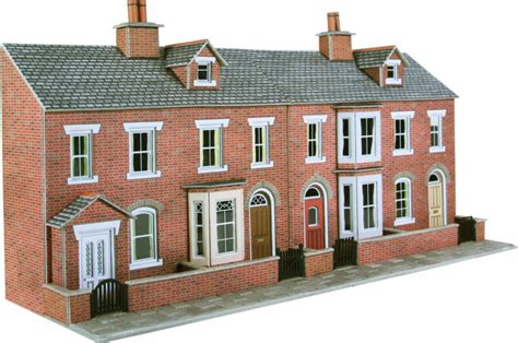 Po274 00h0 Scale Low Relief Red Brick Terraced House Fronts