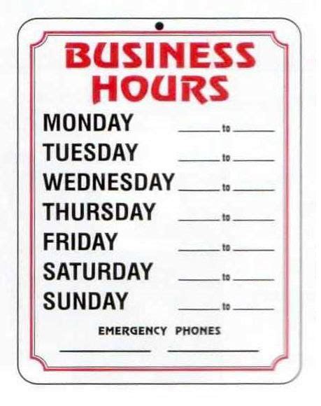 4 Best Images Of Free Printable Business Hours Sign Template In