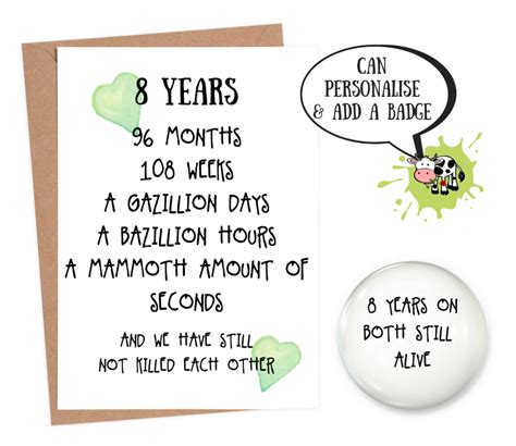 8th Year Anniversary Card Personalised Wedding Anniversary Funny