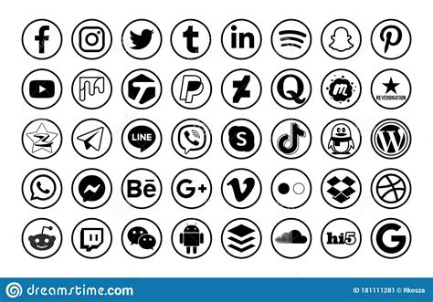 40 Popular Social Media Icons Vector Illustration Editorial Photo
