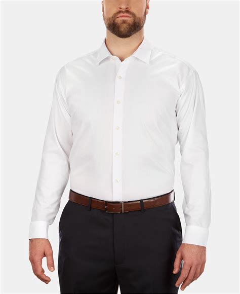 Kenneth Cole Big And Tall Classicregular Fit Solid Dress Shirt In White