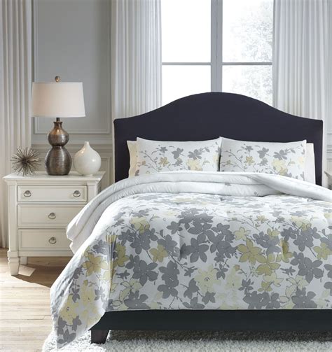 Maureen Gray And Yellow Queen Comforter Set From Ashley Coleman Furniture
