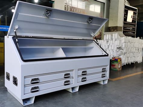 White Steel Tool Box 1770mm Truck Box Industrial Ute Box With 4 Drawers