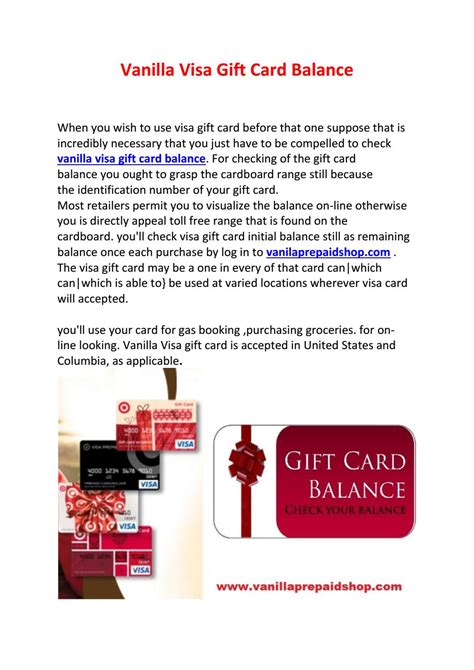 It is different from the regular cards as there are no unlike all other gift cards, the cashier cannot check the balance before completing a purchase. Vanilla Visa Gift Card Balance by vanilagifts - Issuu