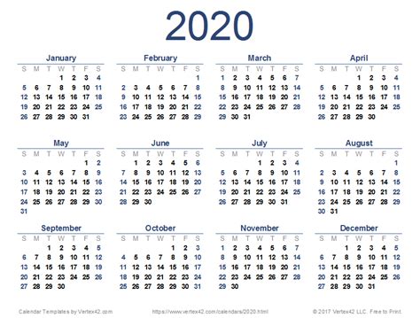 It can be printed as needed, as many copies as needed. 2020 Calendar Templates and Images