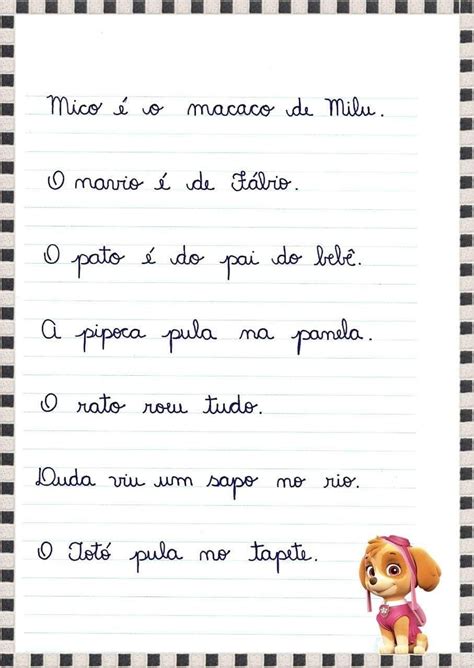 Interpretação De Texto 1 Ano Letra Cursiva