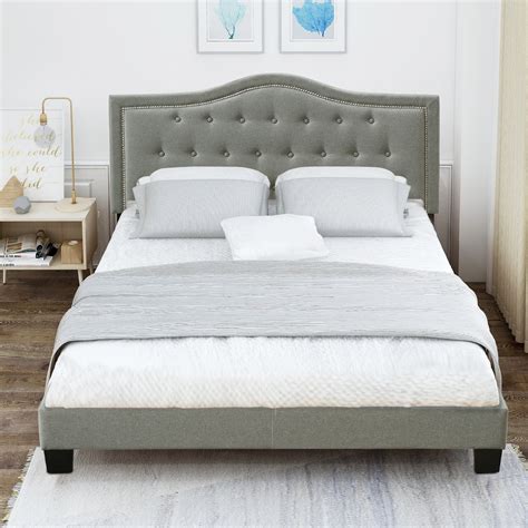 Clearancequeen Platform Bed Frame With Headboard Modern Upholstered