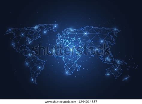 Global Network Connection World Map Point เวกเตอร์สต็อก ปลอดค่า