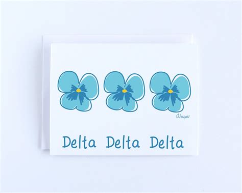 Delta Delta Delta Pansy Sorority Notecard Set Officially Licensed Etsy