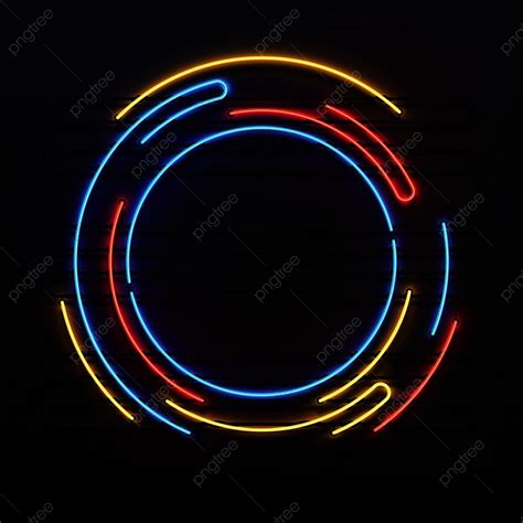 Gambar Bingkai Lampu Neon Lingkaran Terpencil Melengkung Konsep Png