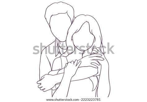 Young Couple Hugging Hand Drawn Style Stock Vector Royalty Free 2223223781 Shutterstock