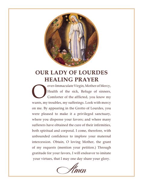 Our Lady Of Lourdes Prayer For Healing Downloadable And Printable