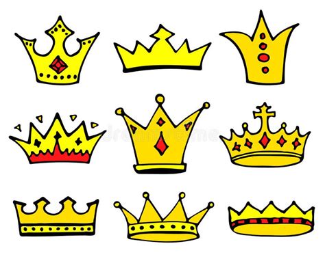 Sketch Crowns Collection Doodle Princess Crown Icons Vector