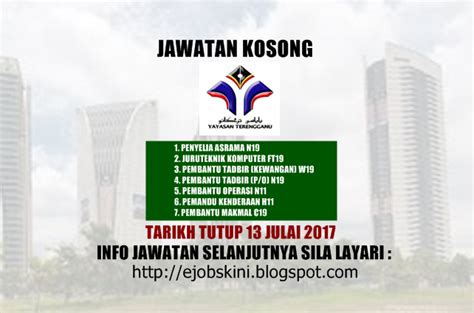 Salinan kad pengenalan pemohon & penjamin. Jawatan Kosong Yayasan Terengganu (YT) - 13 Julai 2017