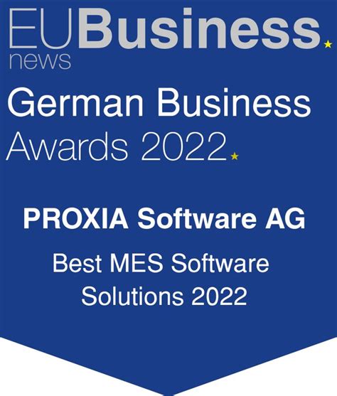 Auszeichnung Best Mes Software Solutions F R Proxia Im Rahmen Der German Business Awards