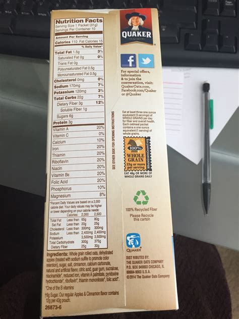 Looking for the satisfying organic alternative? Quaker Oatmeal Nutrition Label - Trovoadasonhos