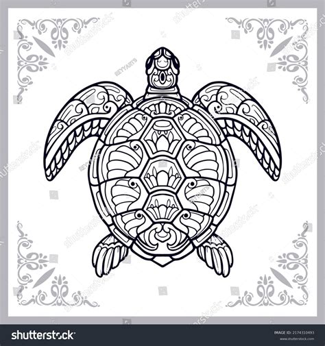 Sea Turtle Zentangle Arts Isolated On Stock Vector Royalty Free