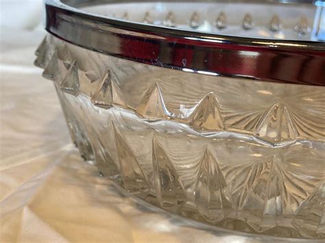Vintage Crystal Bowl With Silver Plate Rim Victoria City Victoria