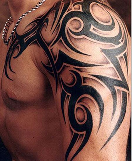 Shaded Tribal Shoulder Tattoos For Men Tattoo Ideas