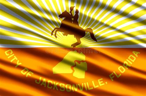 Jacksonville Florida Realistic Flag Illustration Stock Illustration