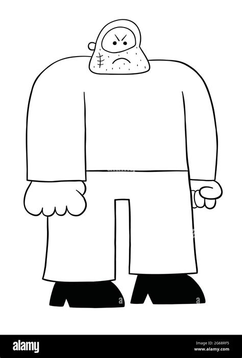 Cartoon Criminal Angry Bad Guy Vector Illustration Black Outlined