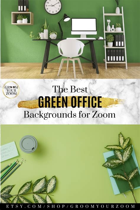 Teal Green Office Zoom Background 4 Virtual Photos For Video Etsy