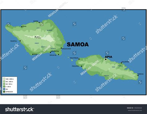 Physical Map Samoa Stock Illustration 149294534 Shutterstock