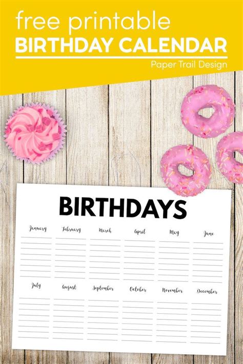 Print This Free Birthday Calendar Birthday Tracker To Track Classroom