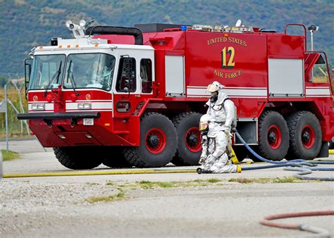 Aviano Firefighters Prepare To Put Out A Fire On A Simulated Aircraft