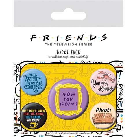 Friends Vänner Quotes Pin Button Badges Set Concept Entertainment
