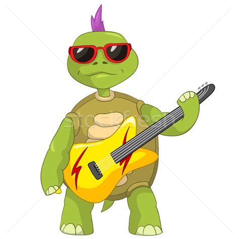 Funny Turtle Rock Star Vector Illustration © Andrei