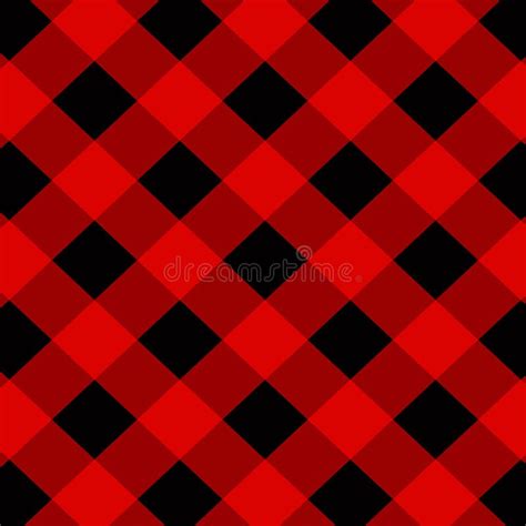 Red And Black Diagonal Buffalo Plaids Background Stock Illustration