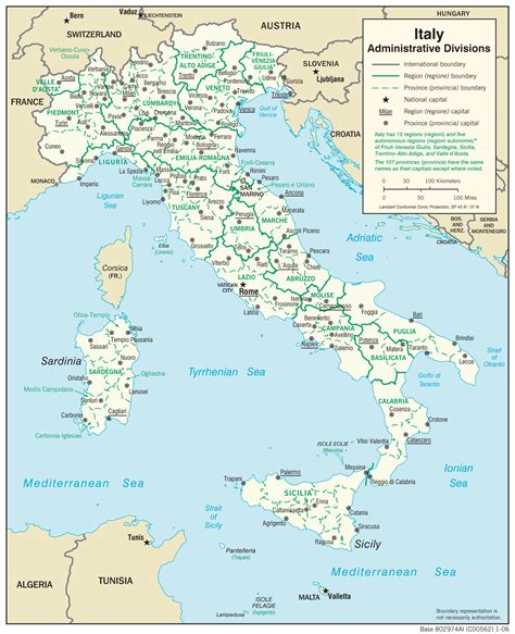 Large Detailed Administrative Divisions Map Of Italy