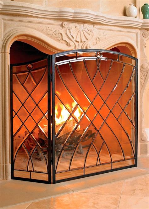 Victoria Beveled Glass Fireplace Screen Frontgate Glass Fireplace