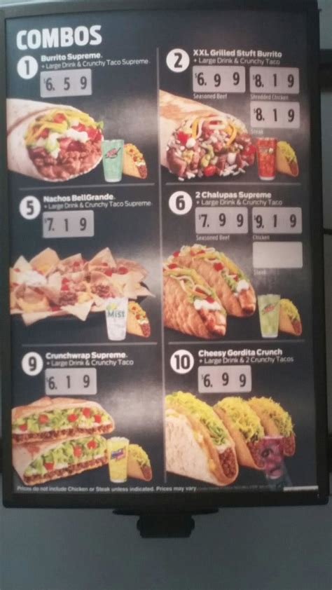 Taco Bell Printable Menu With Prices
