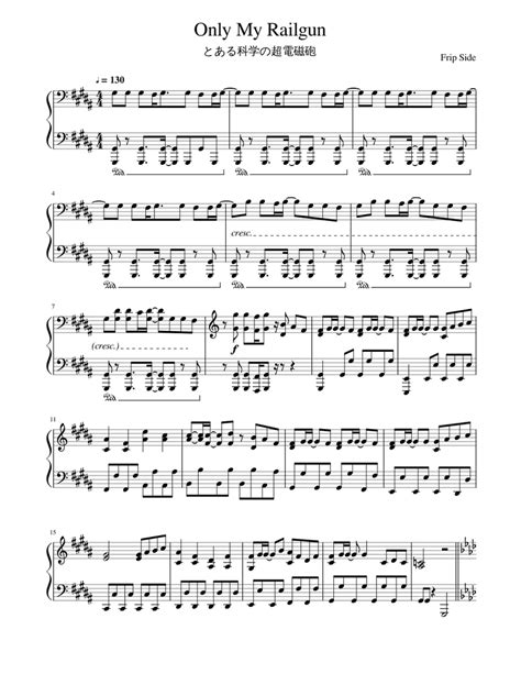 Only My Railgun Sheet Music For Piano Solo