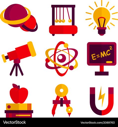 Physics And Astronomy Icons Set Royalty Free Vector Image