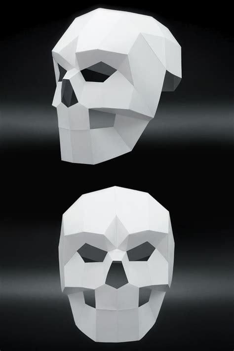 Skull Mask Diy Pdf Template Pattern Papercraft Paper Mask Halloween