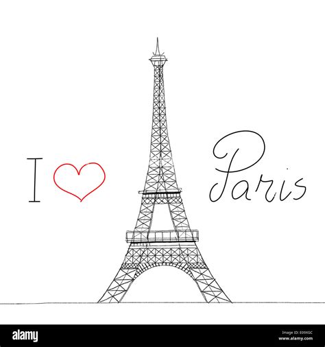 I Love Paris Eiffel Tower Sketch Illustration Stock Photo Alamy