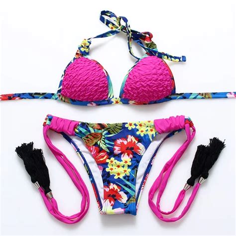 2016 Push Up Swimwear Brazilian Sexy Bikini Ladies Swimsuit Colorful Strappy Swimwear Bathing