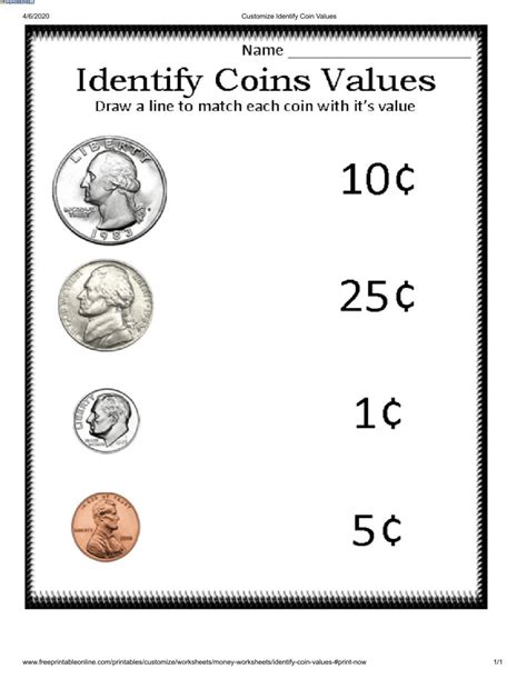 Coin Values Worksheet Money Worksheets Coin Values Counting Money