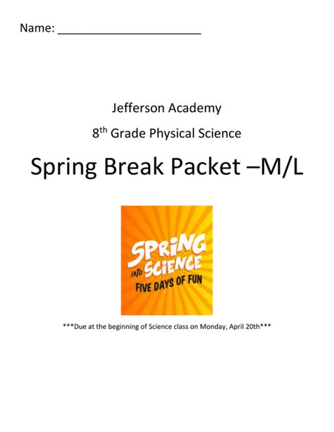 Spring Break Packet Ml