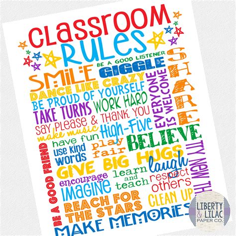 24x36 Classroom Rules Poster Classroom Art Inspirational Poster For