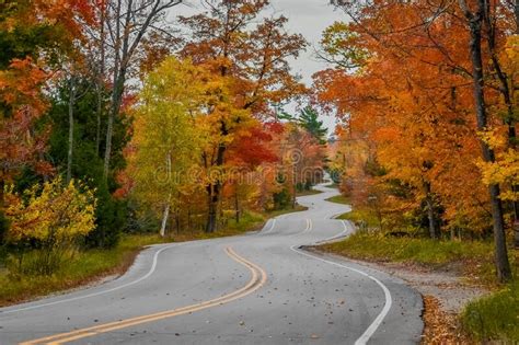 Winding Road Fall Colors Door County Wi Stock Photo Image Of