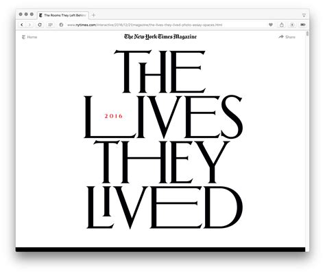 The New York Times Magazine The Lives They Lived Issue 2016 Online Edition Fonts In Use